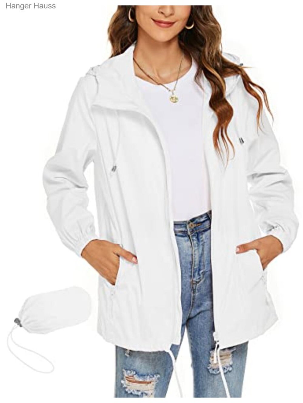 Women's Waterproof Rain Jacket Lightweight Breathable Hooded Windbreaker with